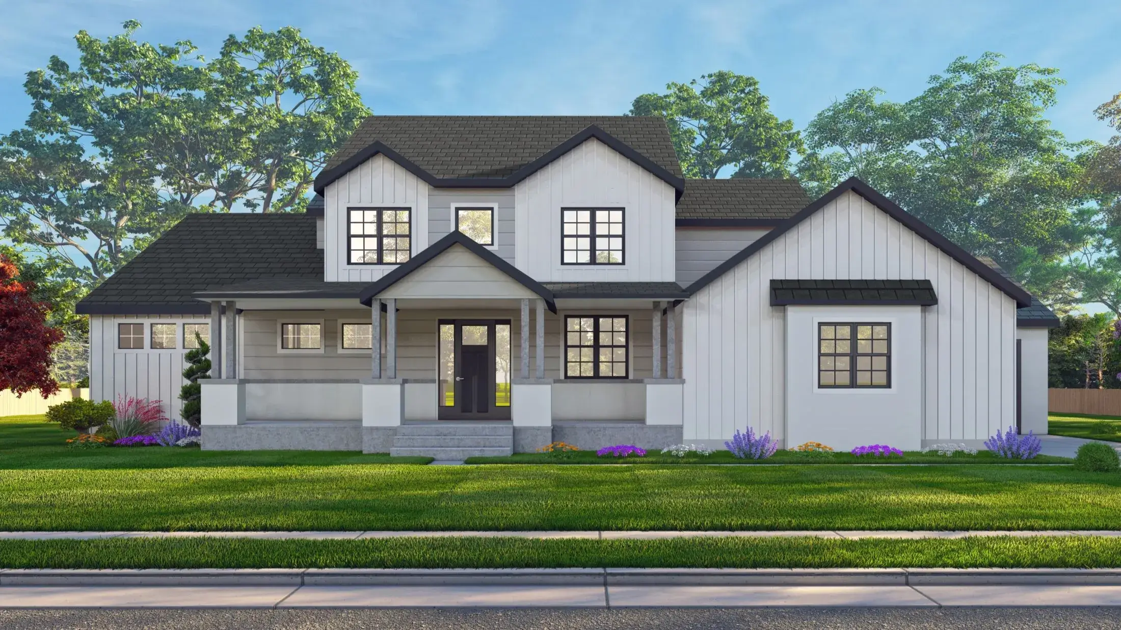 Heritage Homes 'The Nunley' home plan front elevation in full color.