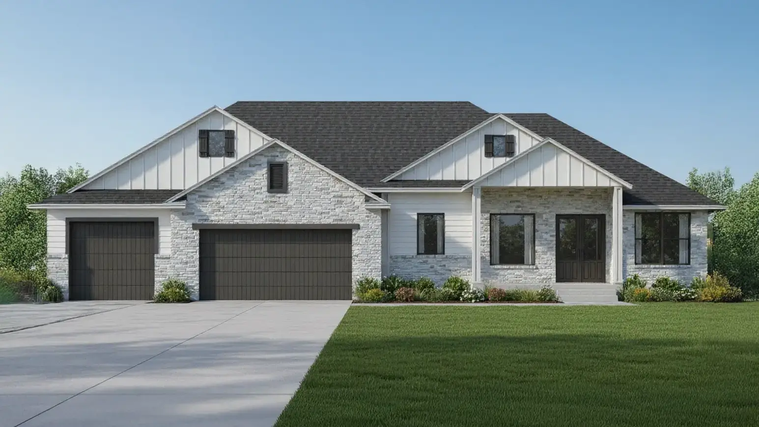 Heritage Homes 'The Tyce' home plan front elevation in full color.